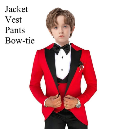 Boys 3-Piece Slim Fit Suit Set for Kids Wedding Prom and Formal Occasions