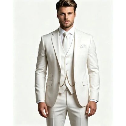 Costume 3 Pièces pour Homme, Revers, Formel, de Mariage, Tuxedo Solide Veste Gilet Pantalon pour Soirée, Bal, Quotidien, Décontracté, Business