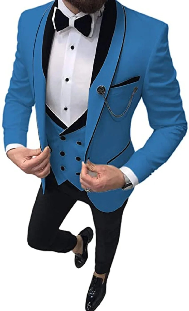 Costume Homme 3 Pieces Slim Fit Wedding Men Suit Tuxedos Groom Wear Prom Blazer Terno Masculino Jacket+Pant+Vest
