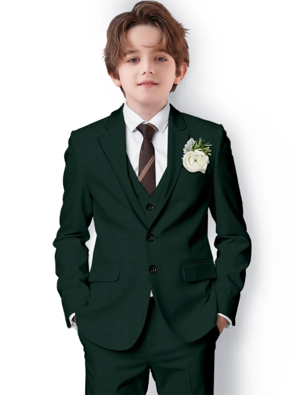 New Boys Slim Fit Suits 3 Pieces For Birthday Party Notched Lapel Kids Formal Suit Set Wedding Ring Bearer Outfit 2-20T