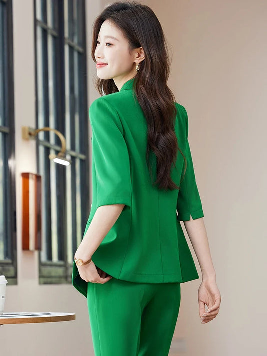 2026 Fashionable New Mid-Sleeved Suit, High-Quality Two-Piece Pants + Blazer, Elegant and charming