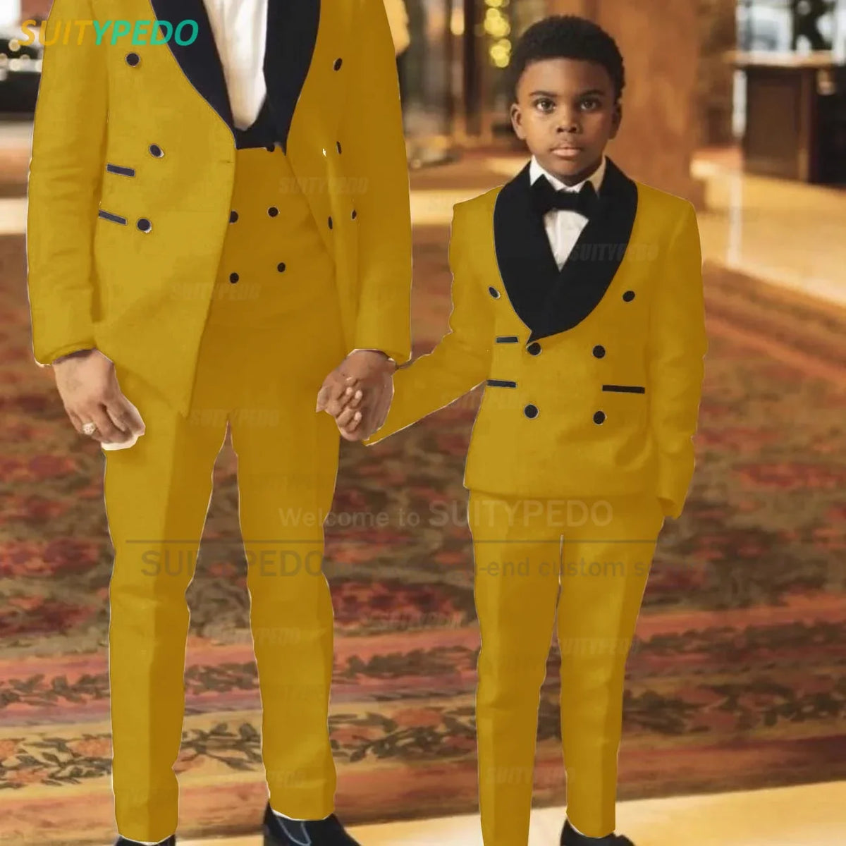 Fashion Boys Suit Sets Jacquard Shawl Lapel Jacket Wedding Flower Boy Costume Children Custom Suitable Blazer Vest Pants 3 Pcs
