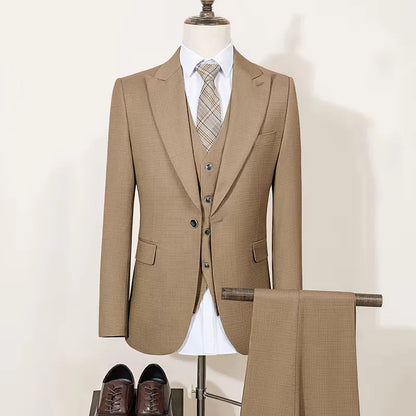 Men's 2 Piece Double Breasted Suit Set Slim Fit Peaked Lapel Formal Blazer Pants Luxury Business Wedding Groom Tuxedo For Men
