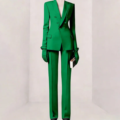 Purple Women Suit Double-breasted Peaked Lapel Two Pieces(Jacket+Pants) Modern Fashion Slim Business Office Lady Set Custom