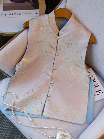 Spring Summer Women Chinese Style Sleeveless Jacket Retro Lady Large Size 5XL Vest Top Femme Fashion Jacquard Waistcoat Coat