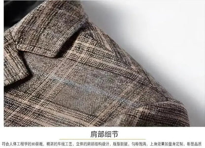 Blazer New Men Fashionable Business Wedding Banquet Casual Hosting Dress Showcases A High-end Middle-aged Checkered Look Blazer