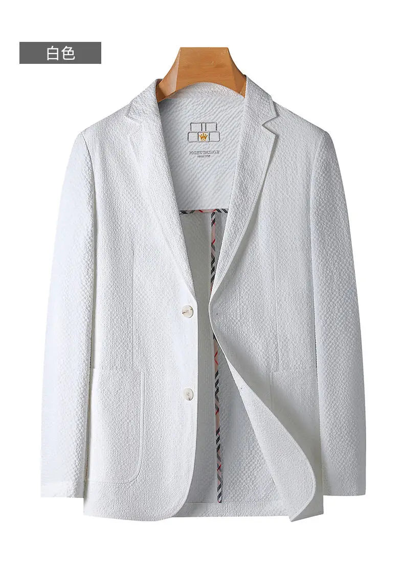 2026 Sun Protection Lightweight Blazer - Fashionable Business Outdoor Travel Wedding Casual Korean Men's Bubble Weave Blazer