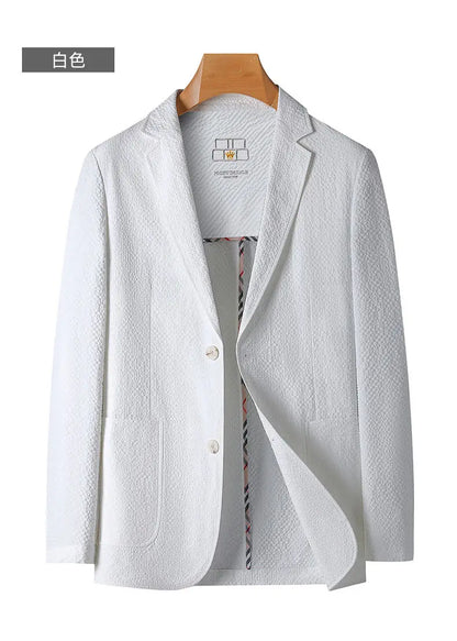 2026 Sun Protection Lightweight Blazer - Fashionable Business Outdoor Travel Wedding Casual Korean Men's Bubble Weave Blazer