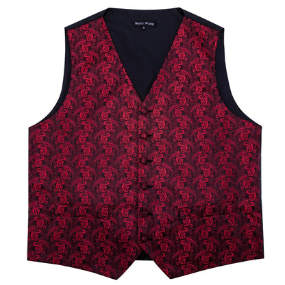Men's Vest Paisley V-Neck Single Breasted Formal Waistcoat for Wedding Business Party