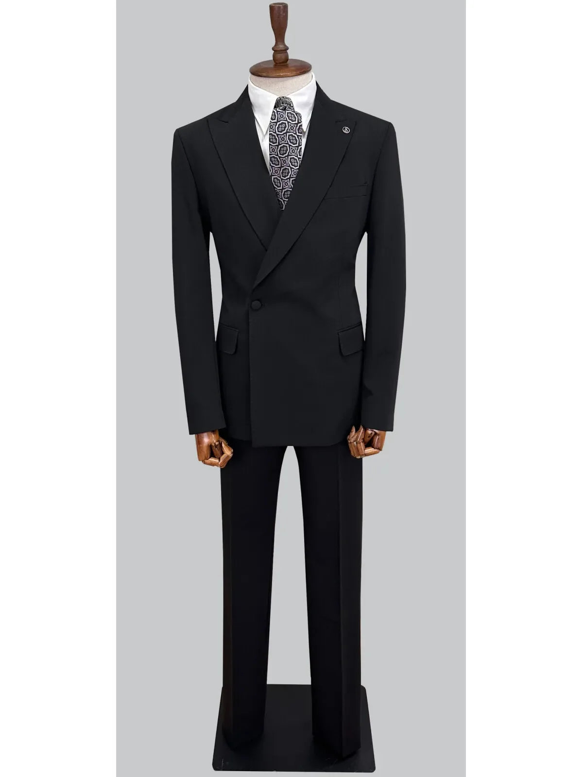Men's Elegant Vintage Black Double Breasted Suit