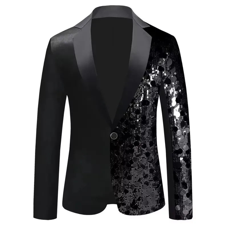 Men's Personality Shiny Sequins Suit Jackets Male Bar Nightclub Singer Tour Concert Stage Shiny Blazers Tuxedo Party Costume