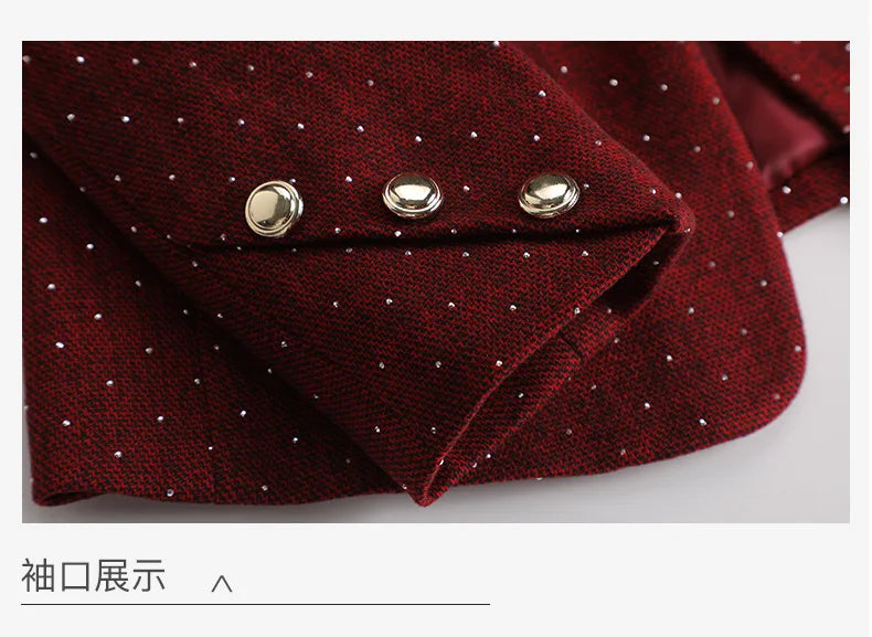 Fashion Women Suits 2024 New Autumn Winter Temprament Business Formal Slim Blazer And Flare Pants Office Ladies Work Wear