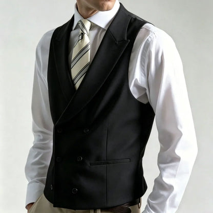 Men's Double Breasted Formal Vest – Tailored Waistcoat for Weddings & Business