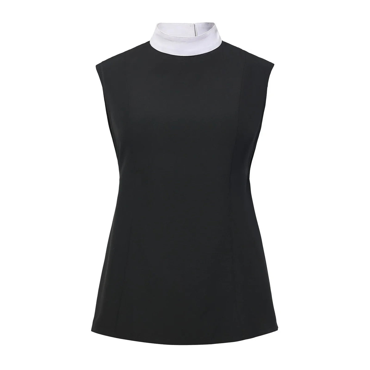 Women Clergy Sleeveless Vest Top with White Collar