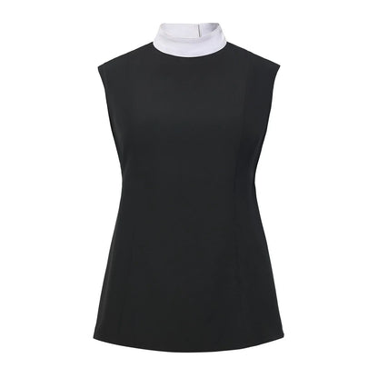 Women Clergy Sleeveless Vest Top with White Collar