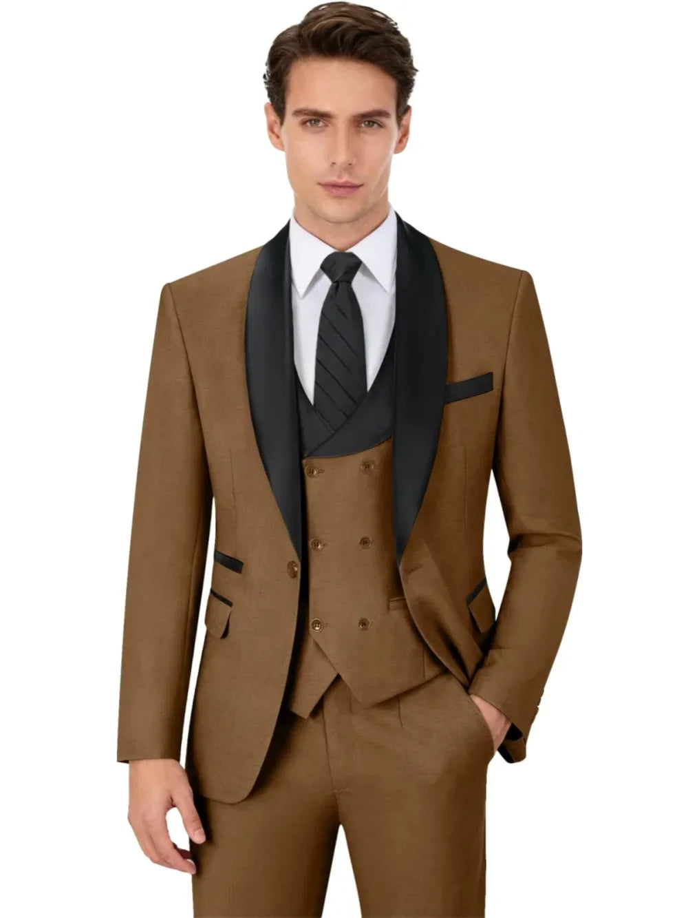 Multi-colors Men's Handsome Suits 3 Pieces Banquet Party Wear Classic Shawl Lapel Suit Set Wedding Groom Sets Plus Size Tuxedo