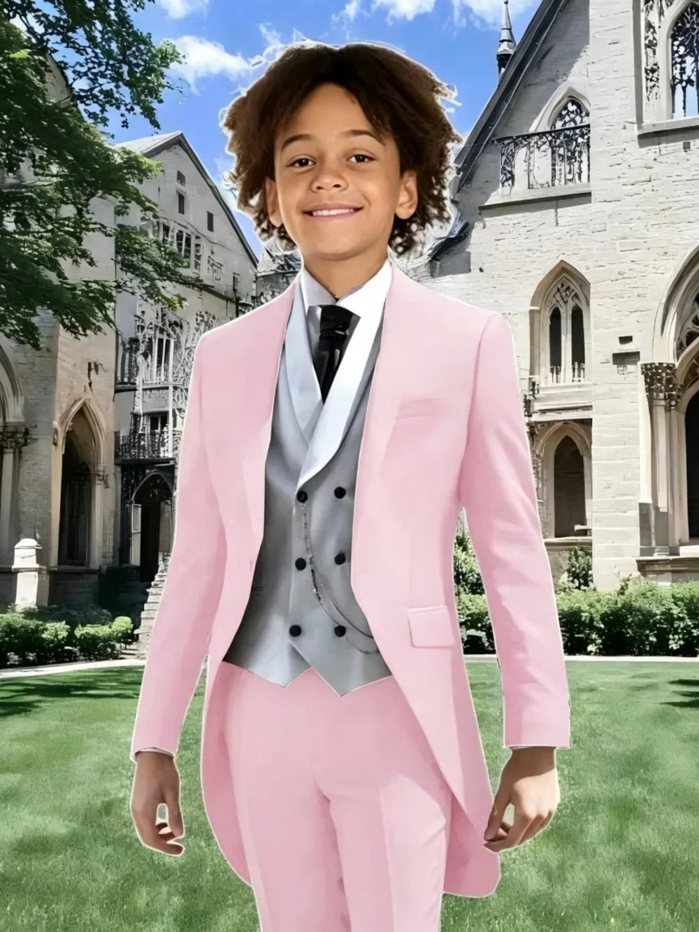 High Quality Boys Formal Tailcoat Vest Pants 3 Pieces Banquet Party Wear Smart Handsome Kids Slim Fit Suit Set Wedding Tuxedo