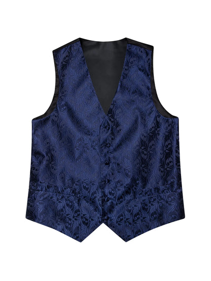 Men's Vest Double Breasted Deep Blue Formal Suit Set for Banquet & Ceremony