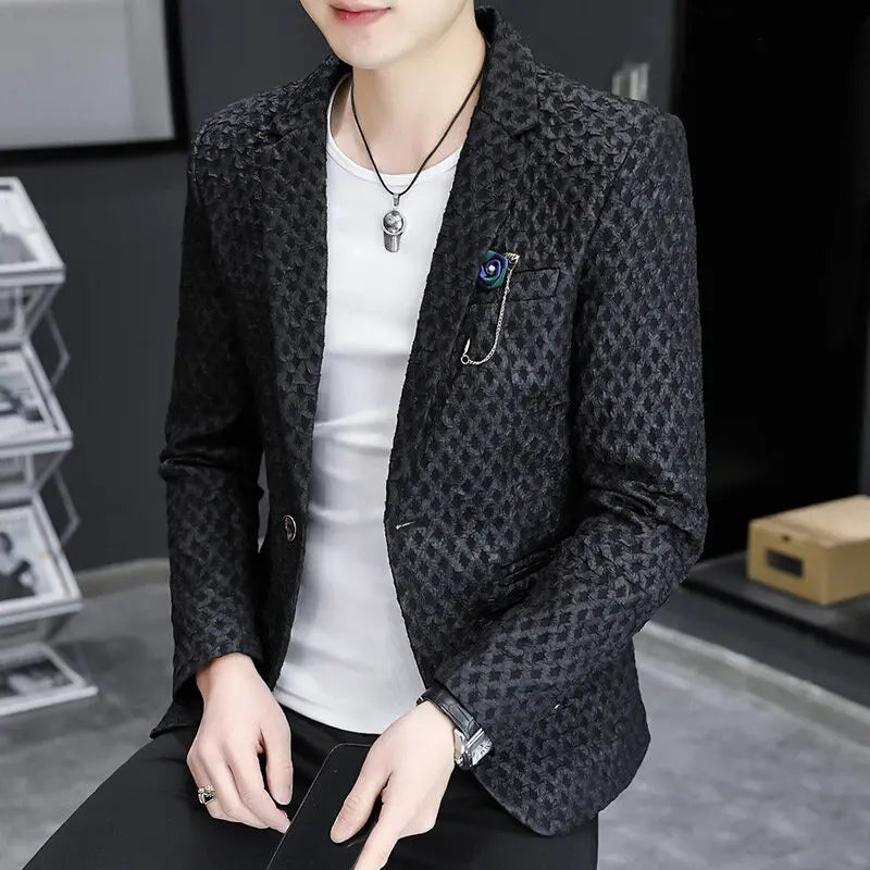 High Quality Suit Jacket Men Slim Fit Long Sleeve Casual Blazers Korean Fashion Streetwear Social Suit Jacket Men Clothing 2025