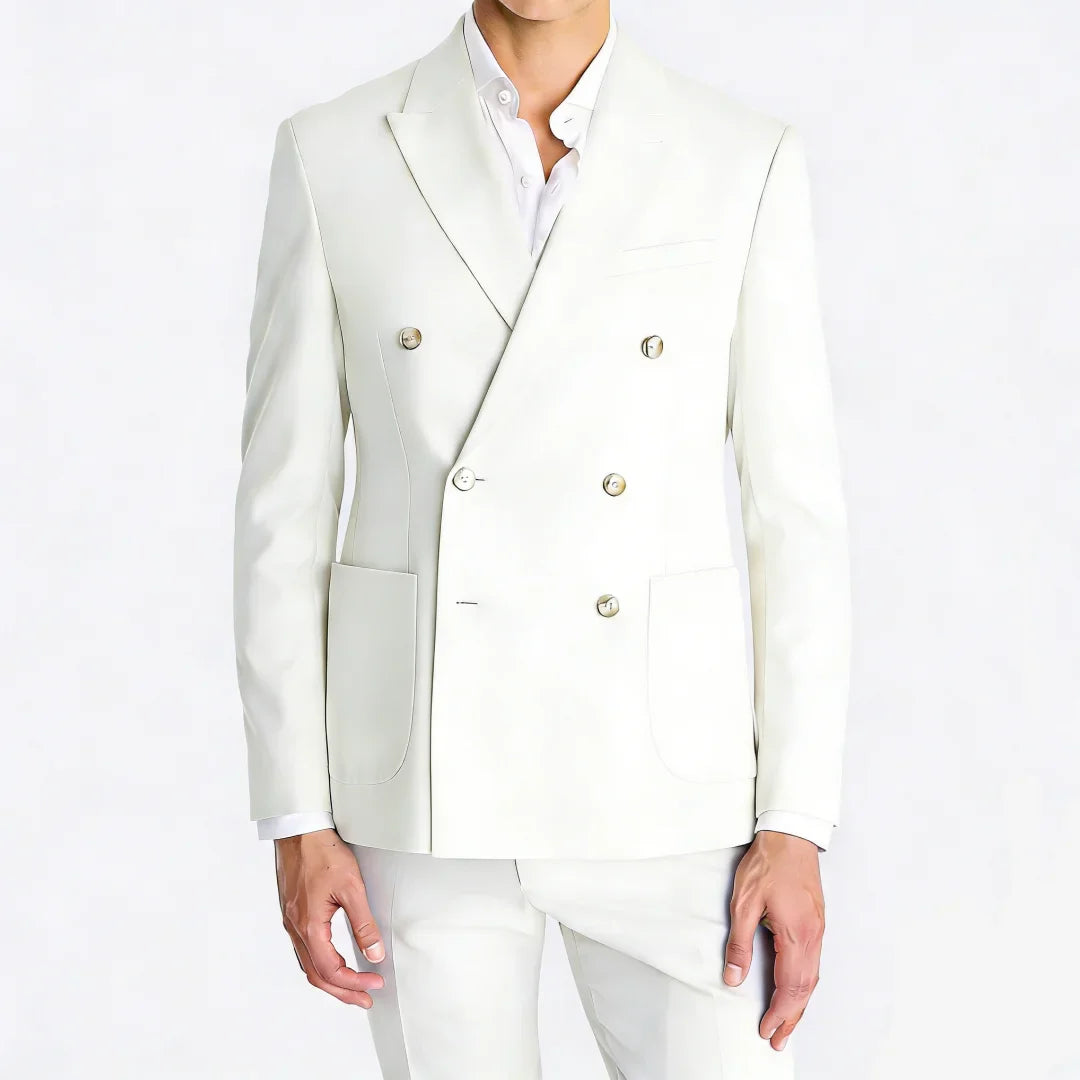 Men Suit 2 Pieces Sky Blue Double Button Solid For Wedding Banquet Birthday Party Business Work Office Daily Jacket And Pants