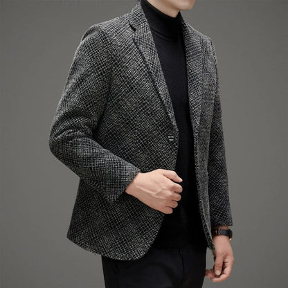 Men's Autumn Winter Thickened Business Casual Blazer Jacket Middle Aged Warm Outerwear