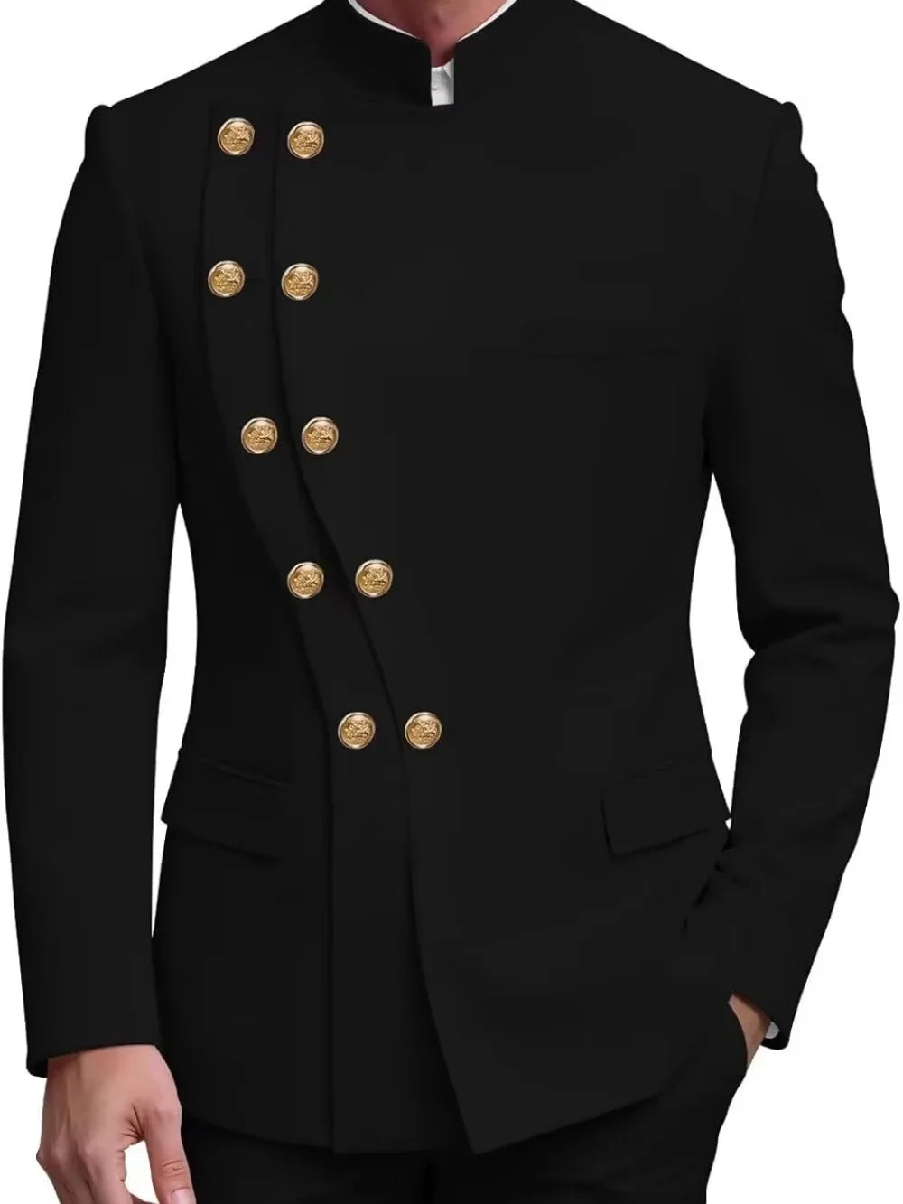 Fashion Contrast Man Suit Set 2 Pieces Jacket Pants Stage Performance Wear Premium Double Breasted Men's Tuxedo For Wedding