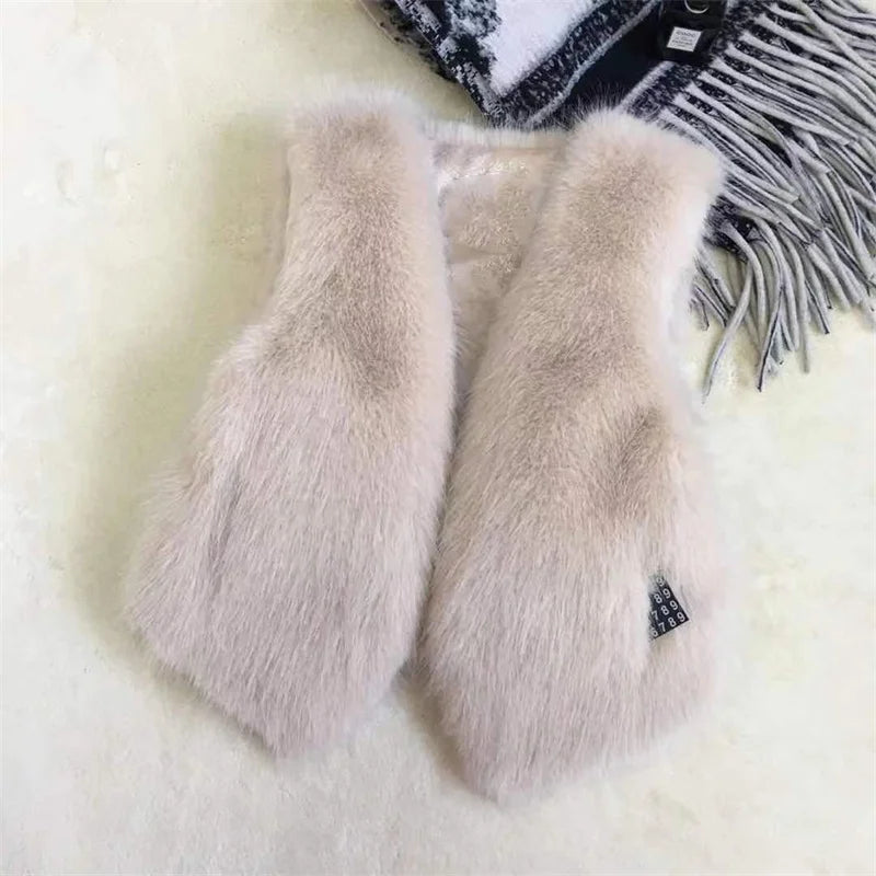 Women Fur Vest New Autumn Winter Female Waistcoat Korean Warm White Black Pink Faux Fur Jacket Fashion Tank Top Sleeveless Coats