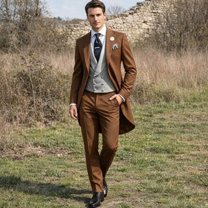 Men Suit Black 3 Pieces Gray Vest With Lapel For Wedding Birthday Banquet Party Business Work Office Tuxedo Jacket Vest Pants