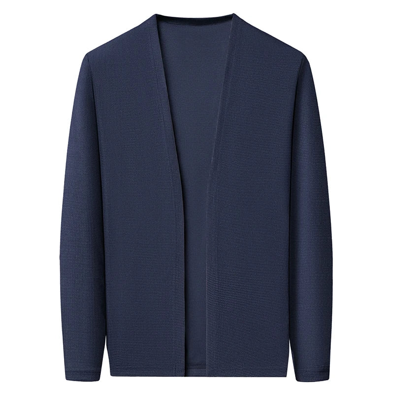 Spring and Summer Solid Color Knitted Cardigan Jacket Sun Protection Clothing Men's Shirt Loose Sleeves Fashionable and Versatil