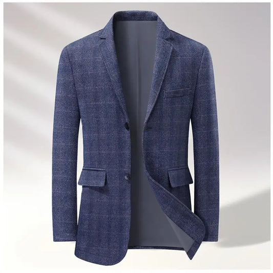 Men's Smart Casual Blazer for Big & Tall – Single Breasted, Blue & Grey, Business & Wedding