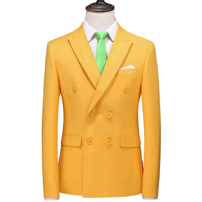Men's Double Breasted Blazer – Slim Fit Solid Color Formal Jacket for Weddings & Office