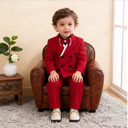 Children's White Suit Set Boys Autumn Winter Piao Host Speech Performance Costume Kids Wedding Birthday Party Photography Outfit