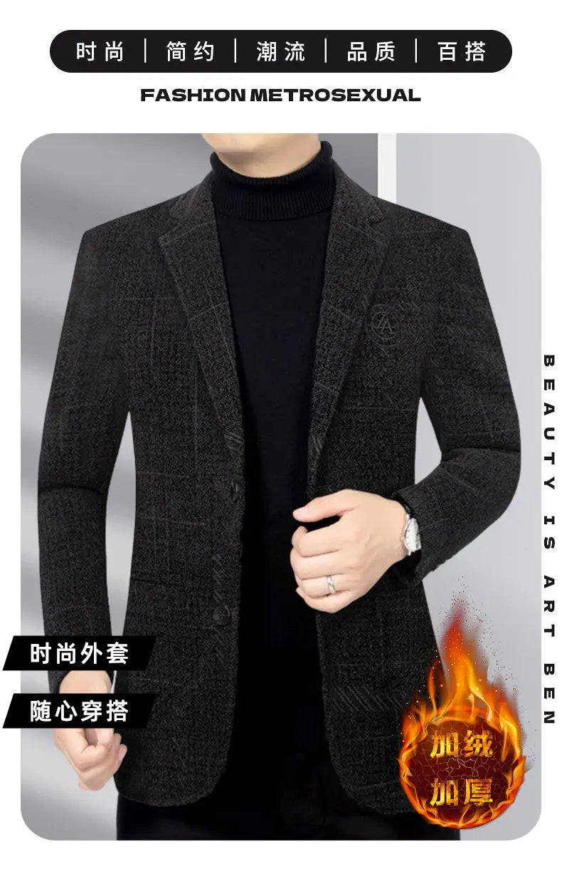 Blazer Men's Business Gentleman Wedding Fashionable Solid Color Best Man, Slimming and Casual Middle-aged and Elderly Blazer