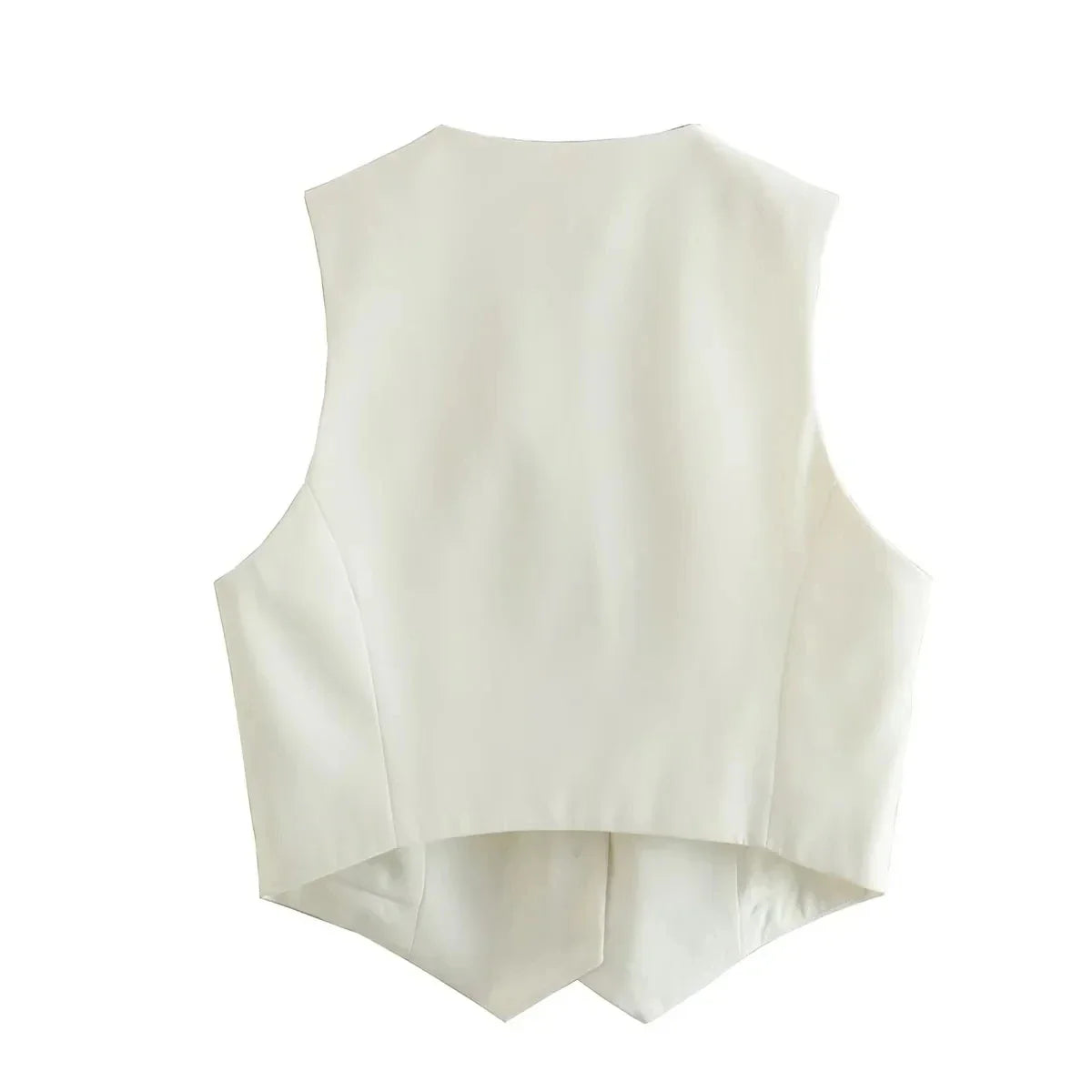 Fashion Women Vest Sleeveless Vests for Women Chic V-Neck Single-Breasted Ladies Elegant White Waistcoat Tops