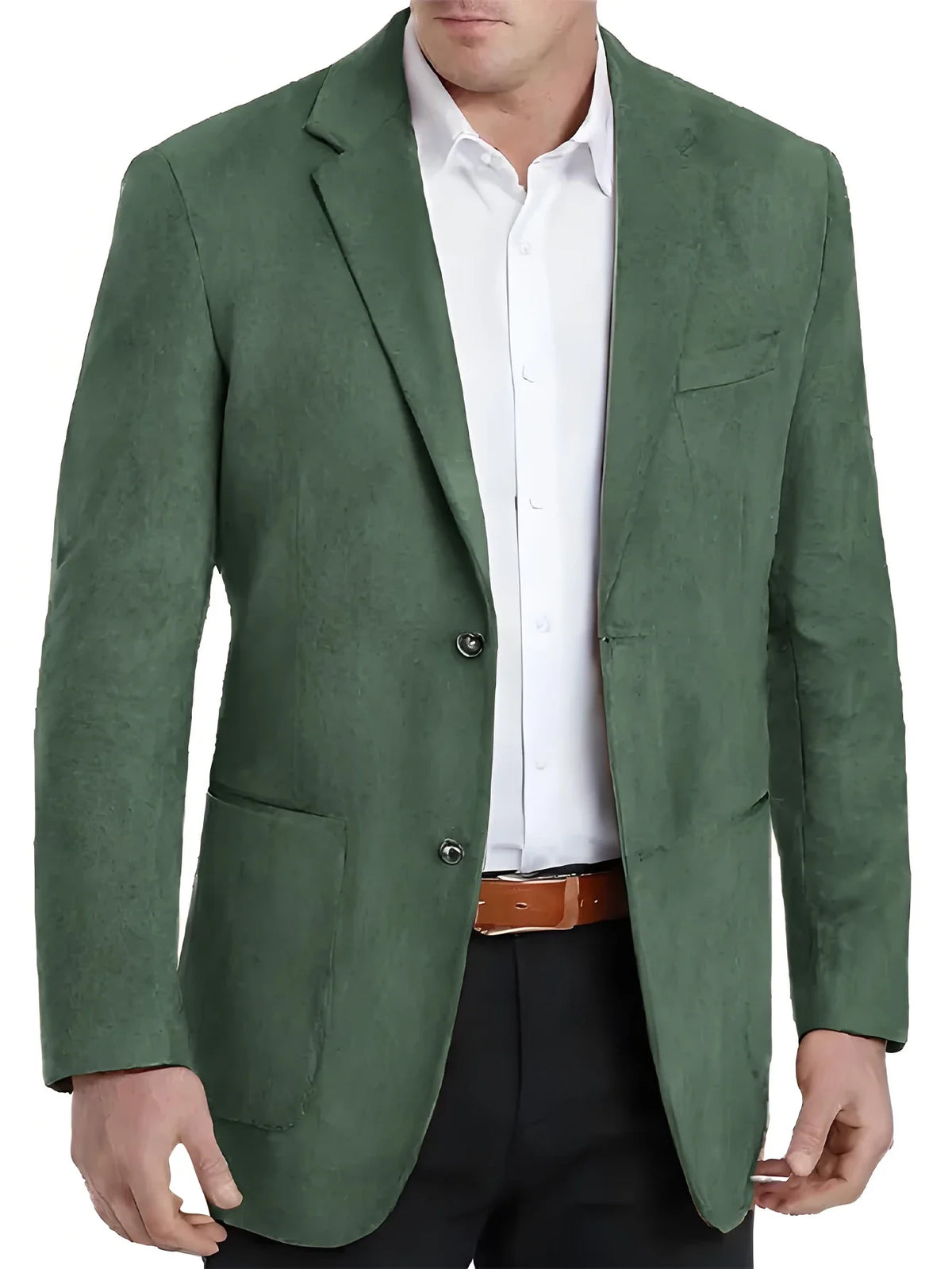 Forest Green Faux Suede Mens Sport Coat, Two Button Notch Lapel Casual Blazer, Single Business Suit Jacket Wedding Daily Wear