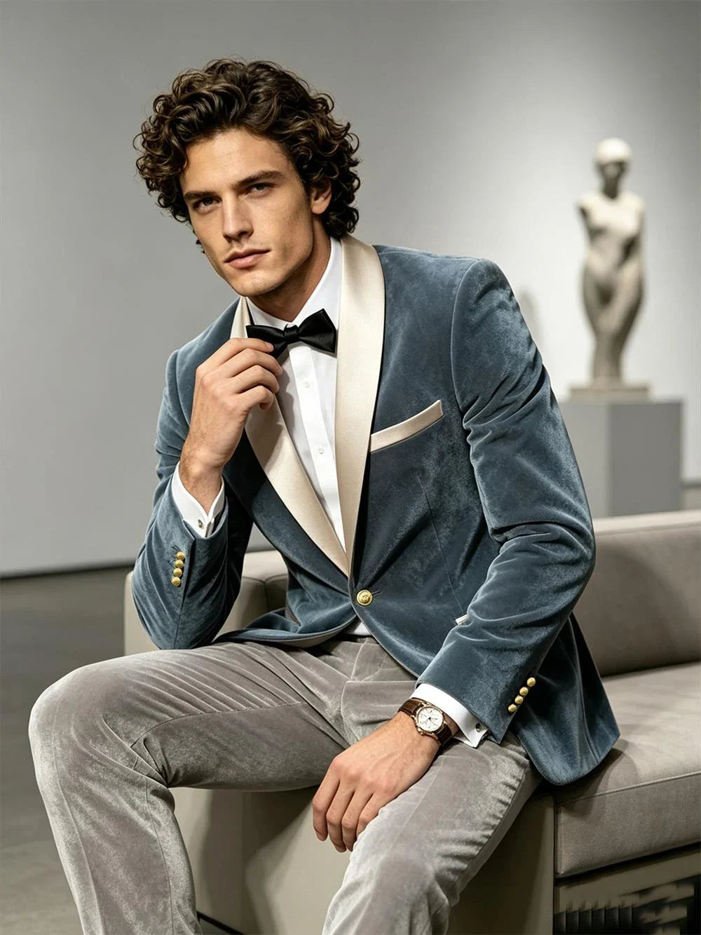 Men Velvet Tuxedo Jacket Champagne Satin Shawl Lapel Slim Fit Blazer Wedding Groom Party Prom Formal Western Dinner Suit Coat