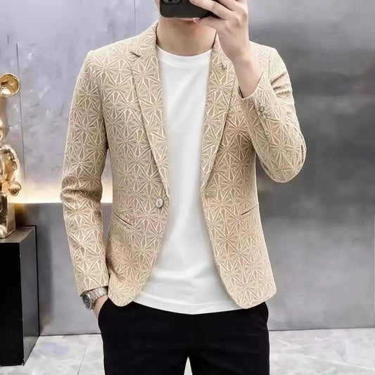 Men's Slim Fit Stand Collar Blazer | Smart Casual Single Breasted Jacket for Men | White, Black & Khaki