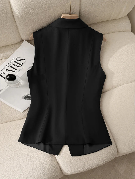 Women's Suit Vest Formal Waistcoat Slim Fit Sleeveless Blazer Jacket for Office Business Work Professional Attire Elegant Top