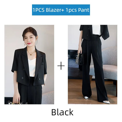 Blazer Short Suit Small Workplace Commuting Temperament Thin Suit Summer Button Suit OL Work Clothes Pant Sets