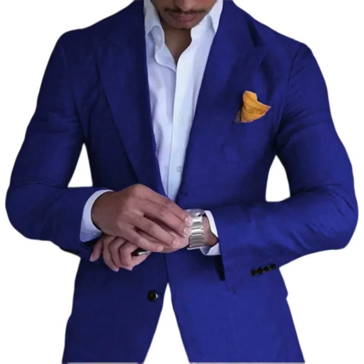 Men's Slim Fit Linen Suit Jacket – Single Button Peak Lapel for Wedding & Beach Events