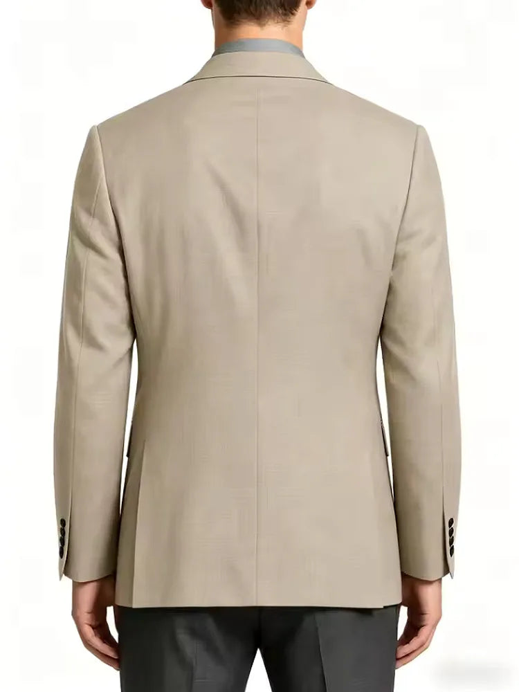 Men's Business Casual Linen Formal Suit Slim-fit Double-breasted Wedding Groom's Dress Party Daily Commuting