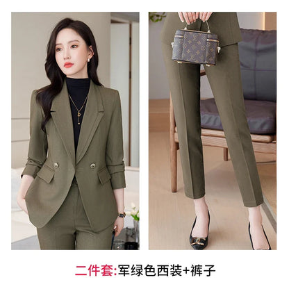 Professional Long-Sleeved Trouser Suits for Women, Fashionable Trousers, High Quality, Show, Elegant, New, Autumn and Winter