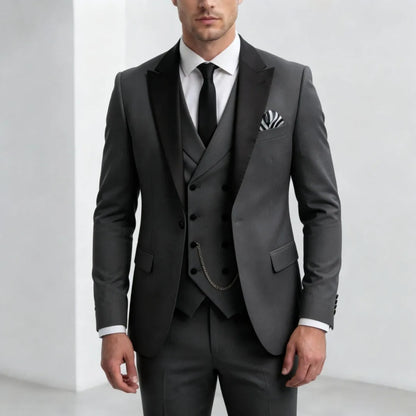 Men Suit Yellow 3 Pieces With Black Lapel For Wedding Groom Birthday Banquet Party Business Work Office Set Jacket Vest Pants