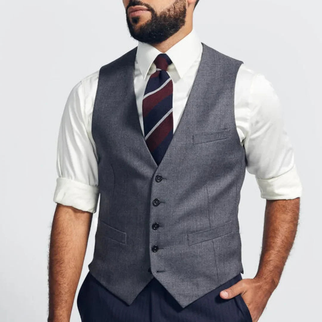 Men's Formal Vest – Single Breasted V-Neck Suit Waistcoat for Weddings & Business