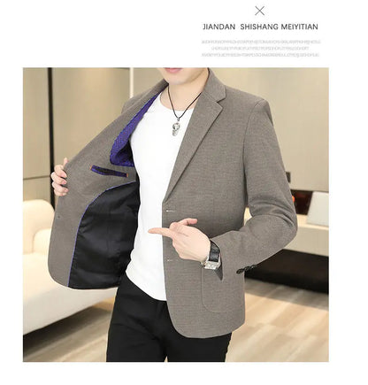 Blazer Men Business Gentleman Leisure Korean Wedding Fashion Trend, Slimming, Versatile, High-end Casual, High-end Woolen Blazer