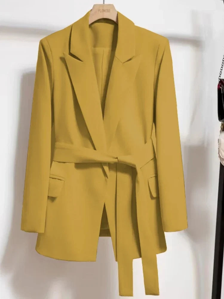 Women's Long Sleeved Lace-Up Blazer Loose Casual Top Korean Fashion Office Blazer Spring Autumn New