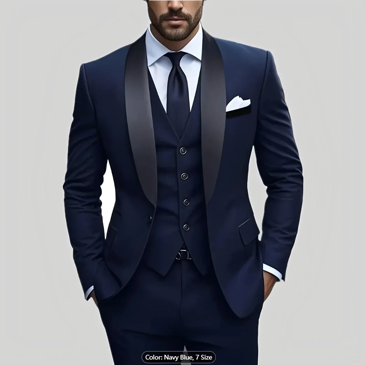Veste Gilet Pantalon Couleur Unie Costume Homme Formel Business Bureau Marié Mariage Fête Blazer Gilet Pantalon Smoking