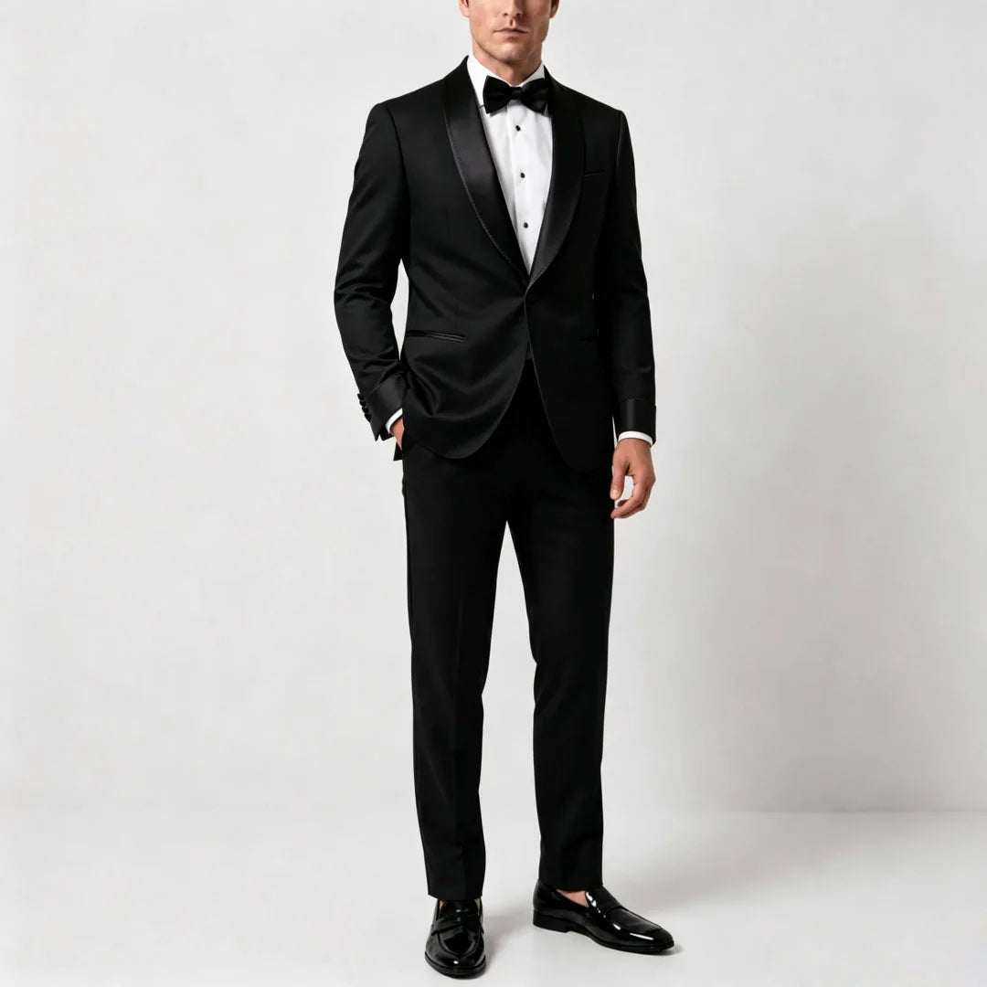 Men Suit Yellow Black 2 Pieces Lapel Single Breasted For Wedding Groom Birthday Banquet Party Business Work Office Jacket Pants