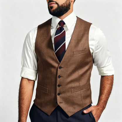 Men's Formal Vest – Single Breasted V-Neck Suit Waistcoat for Weddings & Business