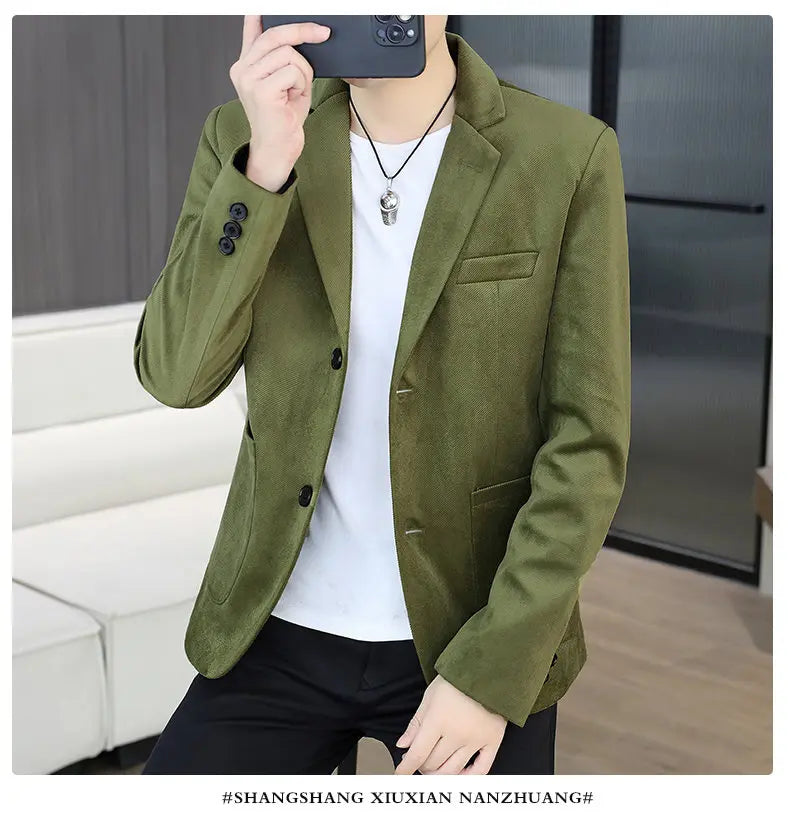 Blazer Men's Fashion Business Gentleman Groom Professional Gentleman Form-fitting Versatile Casual Formal Wear High-end Blazer